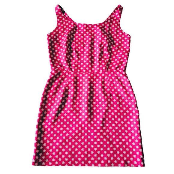 Vintage Esprit Women's Size Medium Pink & White Polka Dot Sleeveless Dress - Picture 1 of 9